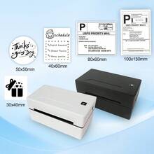 Marklife D200 高速货运标签打印机，高速 USB 热敏打印机，适用于打印货运包裹标签、发票、地址等，兼容安卓、iOS、Windows 系统，内含 20 张打印纸 - 美規A型插(110-127V) - 查看 3