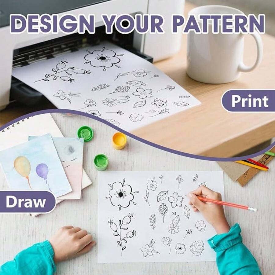 21cm X 30cm Water-Soluble Embroidery Stabilizer, Printable - Suitable For Hand And Machine Embroidery, Allows Printing Or Drawing Patterns - 1 Set - View 1