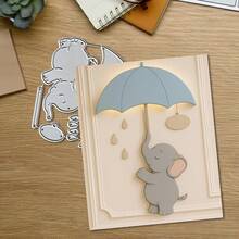 1pc Elephant & Umbrella Metal Cutting Die Template, Suitable For Handmade Card Decoration Cutting, Gift Card Making - A - View 6