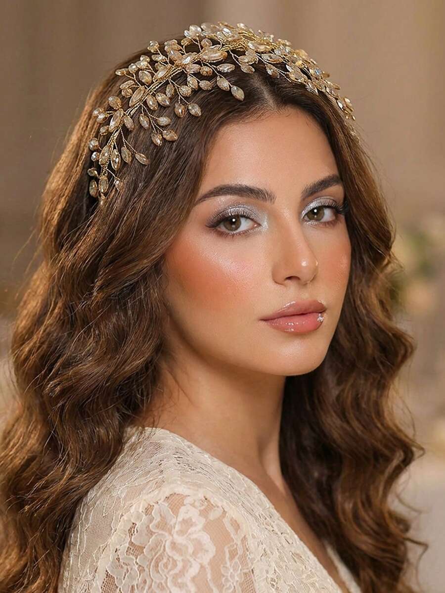 1pc Luxury Handmade Fully Rhinestoned Headband, Suitable For Women, Bridal, Wedding, Party, Photography, Holiday Gift