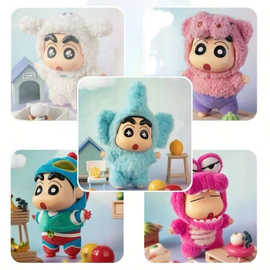 1个蜡笔小新换装派对系列盲盒PVC娃娃，甜蜜生日礼物，送给朋友 - 彩色 - 查看 1