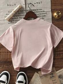 [Lễ Phục Sinh] Áo thun ngắn tay cổ tròn in họa tiết thường ngày dành cho nữ sinh và thiếu niên, áo mùa hè. - Hồng - Xem 4