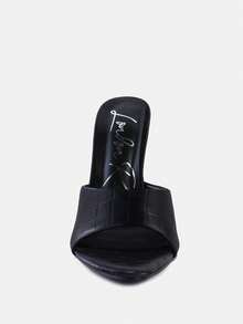 Bottoms Up Strappy Slip On Stiletto Heels - Black - View 4