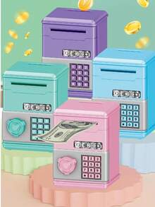 1pc Plastic Piggy Bank, Small Piggy Bank, Modern Blue/Pink/Green/Purple Piggy Bank - Mini Piggy Bank - View 5