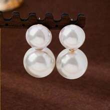 Valentine'sday1 Pair New Fashion Large Pearl Stud Earrings, Minimalist & Elegant Earrings - 白色 - 查看 3