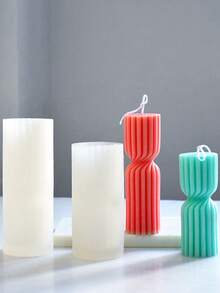 1pc Round Spiral Striped Column Silicone Mold For DIY - White - View 2