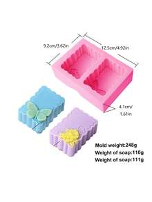 1pc Square Dual-Hole Flower & Butterfly Silicone Mold For DIY - Pink - View 2