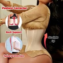' Double Layer Compression Shorts Waist Trainer Suitable For - Heavy Duty Tummy Control Girdle, Zippered Firming Underwear, Postpartum Belly & Body Shaper YP8T - 黑色 - 查看 4