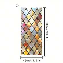 1/4pcs Colorful Geometric Pattern Glass Window Film, Static Cling Privacy Decorative Sticker For Bathroom Home, Removable No Glue Window Decal - Frosted Film - View 17