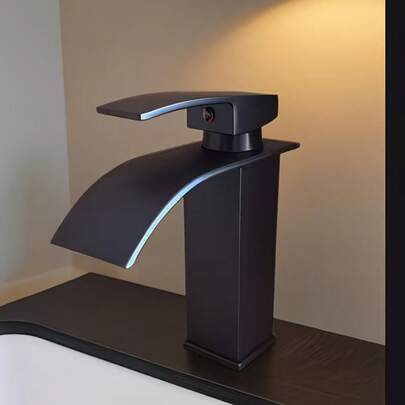 1 Single Hole Modern Black, Gold, Silver 3-Color Bathroom Faucet With Valve Core And Baking Paint Process, Single Handle Control For Hot And Cold Water, Suitable For Dressing Table Sink, Countertop Basin (Excluding Basin Body) - Compatible With All Water Supply Pipelines