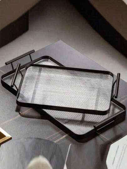 1pc Premium Acrylic Tray, Acrylic Vanity Tray, Cosmetic Organizer Tray, Suitable For Kitchen, Dining Table, Bathroom, Toilet Tank Top Decor, Storage Tray, Home Decor, Living Room Luxury Organizer, Tea Cup Holder, Snack Serving Plate
