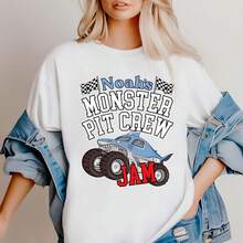 Monster Truck Pit Crew T-Shirt, Shark Jam Racing - White - View 1