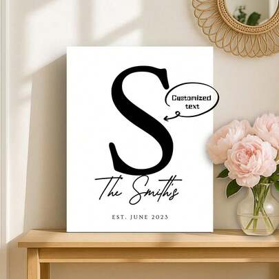 Logotipo personalizado con inicial para apellidos, letrero de bienvenida familiar, tablero de espuma y póster con fuente moderna, para boda, aniversario, ceremonia de inauguración de casa, año de fundación - Adhesivos de pared con fuente personalizable