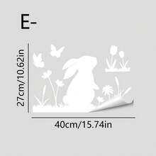 1/6pcs Easter Glass Window Stickers White Rabbit Eggs Floral Motif Decals For Kitchen Office Springtime Festival Decor Non Adhesive Static Removable Home Art Appliques - White Rabbit - View 13