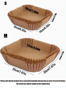 50/100个圆形/方形空气炸锅烘焙纸垫 - （可选100/500个蛋糕烘焙纸杯）一次性烘焙用品，耐热，防油，适用于空气炸锅、烤箱、微波炉、压力锅，可用于烘焙蛋糕、薯条、鸡肉、香肠、糕点、纸杯蛋糕、饼干、披萨等。 - 查看 11