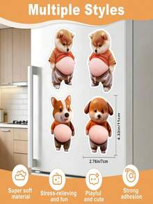 2片装防撞狗卡车硅胶贴纸，汽车贴花，适用于车门、车身外部、卡车、家居墙壁、家具、橱柜，情人节好礼（尺寸随机） - 彩色 - 查看 1