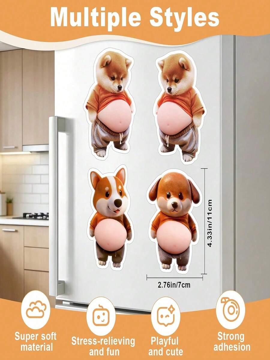 2片装防撞狗卡车硅胶贴纸，汽车贴花，适用于车门、车身外部、卡车、家居墙壁、家具、橱柜，情人节好礼（尺寸随机） - 彩色 - 查看 1