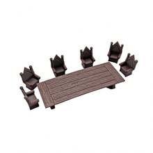 桌面游戏配件 - 宴会桌椅（套装） - 地形 - 角色扮演装饰，适合角色扮演爱好者作为礼物、房间装饰、桌面游戏棋子、节日礼物。 - 棕色 - 查看 5