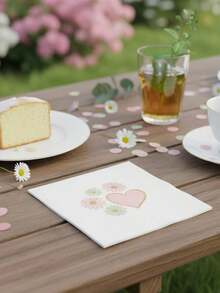 40pcs/Pack Heart Pattern Paper Napkins, 10*10 Inch, 3-Ply Thick Disposable Tissue Napkins, Suitable For Parties, Weddings, Restaurants, Kitchens, Holidays - Multicolor - View 7