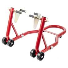 1pcs Motorcycle Paddock Stand With Rear Fork & Front/Rear Skate Wheels, Lift Stand For Sports Bikes - Red - View 3
