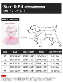Hunde-Kleid mit Herz-Muster, Kurzarm, mit Schleife und Tüllrock, Alltagskleidung für Welpen, Haar-abweisend - Pink - Übersicht 2