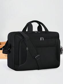 17.3 Inch Laptop Bag, Business Briefcase With Large Capacity, Water-Resistant, Adjustable Shoulder Strap, Black/Grey - Multicolor - View 2