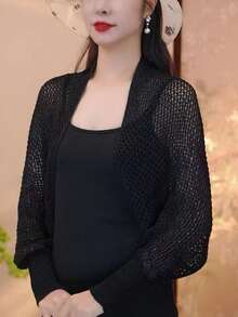 1件夏季雪纺披肩，时尚开衫，可搭配旗袍或连衣裙，韩式网纱袖设计，防晒、防风、防紫外线，百搭、优雅、柔软舒适、透气，适合海滩、郊游、徒步、骑行、旅行、户外活动、街头、约会、远足等各种场合。 - 米色 - 查看 7