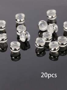 硅胶耳钉后塞，18K镀金，牢固锁扣，适用于重型耳环，低致敏性透明 - 銀色 - 查看 14