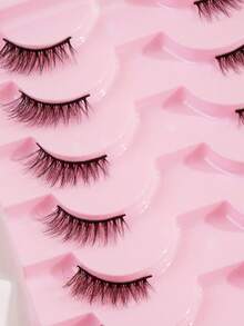 MAANGE 10Pairs Of Half Eye Natural Cross Full False Eyelashes,Fluff Slim For Everyday Use Manga Eyelashes, Travel Essentials,Elongated Eye Tail,Eyelashes,Lashes,Fake Lashes - Black - View 7