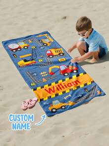 Personalized Children's Sand-Free Beach Towel, Customizable Kids Swimming And Travel Towel Accessories - Multicolor - View 2