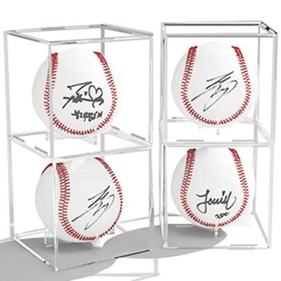 4 piezas Estuche de exhibición de béisbol, Caja de almacenamiento de bolas de acrílico transparente protegida contra rayos UV, Soporte de coleccionables para bolas de béisbol, Caja cuadrada transparente para exhibir recuerdos, Apto para bolas del tamaño oficial