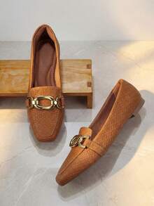 Women's Tressê Moccasin Shoes | Caramel With Rectangular Embellishment - Classic, Charming, Casual - 駝色 - 查看 3