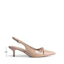 Women's Slingback Kitten Heel Pumps, Pointed Toe With Bow, 2.17" Low Heel – Comfortable Dress Shoes For All-Day Wear - 杏色 - 查看 6