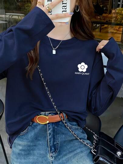 210gの純綿を使用したレディース新作長袖シャツ。バケーション、レジャー、旅行、スポーツ、普段着に最適です。学生プリントのクルーネックプルオーバー、カレッジスタイルのユース向けTシャツ。