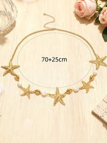 Ocean Breeze Sea Star Sexy Waist Chain Women's Beach Faux Pearl Casual Vacation Body Chain - Multicolor - View 5