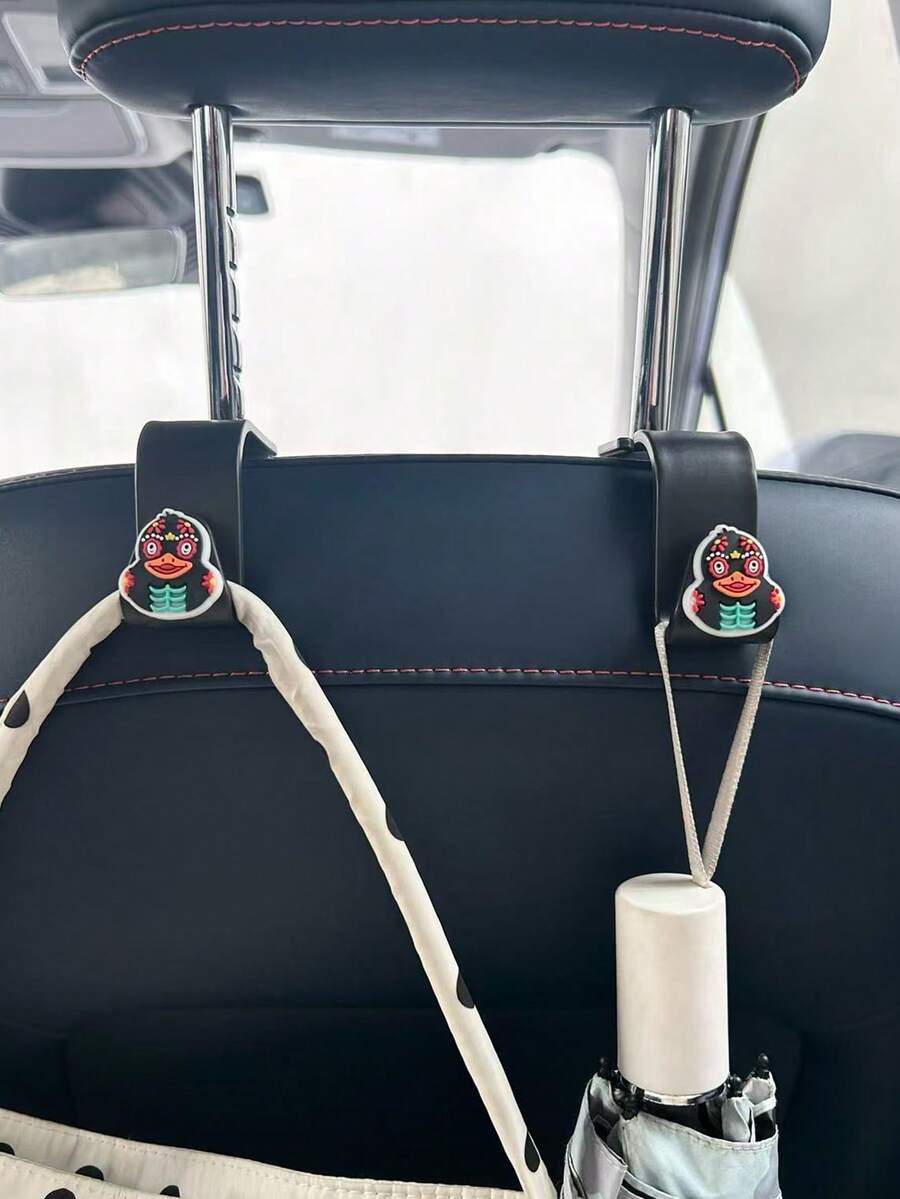 2pcs Duck-Shaped Single Hook, Car Seat Back Hanger Organizer Hooks - Hook Up - View 1
