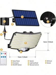 1/2 PACK 600lm LED Solar Street Light, Ultra Bright Floodlight, Motion Sensor Outdoor Courtyard Light, Sensor Road Lighting Garage Light - 黑與白 - 查看 10