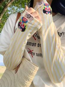 Cute Cartoon UV Protection Arm Sleeves, Loose Fit Summer Cycling Sun Block Arm Warmers, Fashionable Outdoor Sun Shielding Arm Covers For Women - Sun Protection Sleeves - View 2