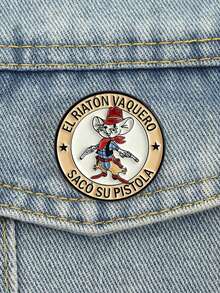 1 pieza Alfileres de esmalte con canciones mexicanas españolas, ratón vaquero con pistola, broche, insignia para solapa, bolsos, regalo - Multicolor - Ver 3
