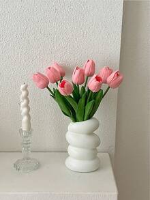 3pcs Artificial Tulip Flowers Decor, Home Decoration Lifelike Fake Flowers For Living Room & Bedroom - Pink - View 7