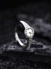 1pc Fashionable Unique Silver Watch Ring, Girls, Women's Decorative Watch Ring, Non-Functional - 銀 - 查看 10