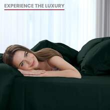 LUX DECOR 6-Piece Embroidered Bed Sheet Set – Brushed Microfiber Material, Deep Pocket Design, Lightweight & Breathable For Everyday Use – Graduation Gifts, Home Decor, Winter Vibes, Sleep Protection For Dorms, Student Beds, Back‑To‑School Gift, Christmas Decor, New Year Vibes - 翡翠綠 - 查看 3