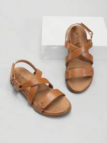 Rihero Women's Comfortable Orthopedic Arch Support Sandals Summer Casual Open Toe Walking Flat Sandals With Adjustable Strap - Tan - View 4