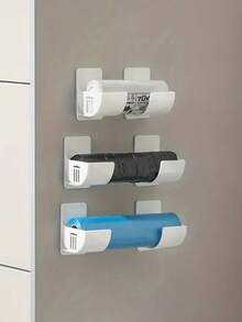 2 piezas Estante de almacenamiento adhesivo, espaciado ajustable, organizador multifuncional para refrigerador, gabinete, cocina, baño, puede sostener bolsas de basura, envoltura de plástico, paraguas y talla grande - Multicolor - Ver 11