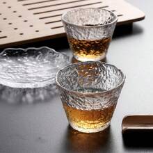 Japanese Style Iced Tea Set, Crystal Glass Transparent Kung Fu Tea Cups, Thick Tea Cup Coasters, Milk Tea Cups - Multicolor - View 8