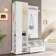 Hall Trees - White + Particle Board - View 4