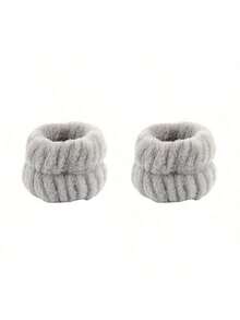 1 Set 3pcs Plush Headband & Wristband, Absorbent & Sweat-Wicking Facial Cleansing Accessories - Grey - View 5
