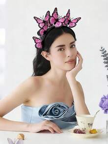 1件装蝴蝶发箍，女士款，-完美适用于万圣节和单身派对，优雅水晶发饰，适合万圣节派对、角色扮演、舞会、婚礼、服装秀、新娘送礼会、拍照道具、女孩成人装扮，蝴蝶头饰，适合节日万圣节服装派对 - A - 查看 5