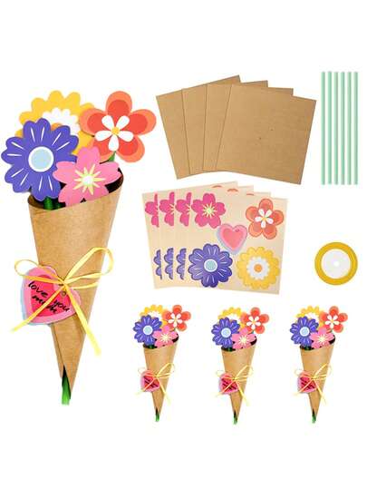 6pcs Handmade Paper Flower Craft Kits, Suitable As DIY Bouquet Gifts For Mother's Day, Thanksgiving, Etc. Can Also Be Used For Home Decor, Wedding Party Decoration. Great DIY Gift For Teacher's Day, Thanksgiving And Other Holidays