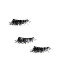 14对半截假睫毛，透明睫毛梗，猫眼尾型，纤长自然，仿貂毛材质，蓬松柔软，打造自然妆容，适合圣诞节妆容，圣诞礼物 - 黑色 - 查看 3